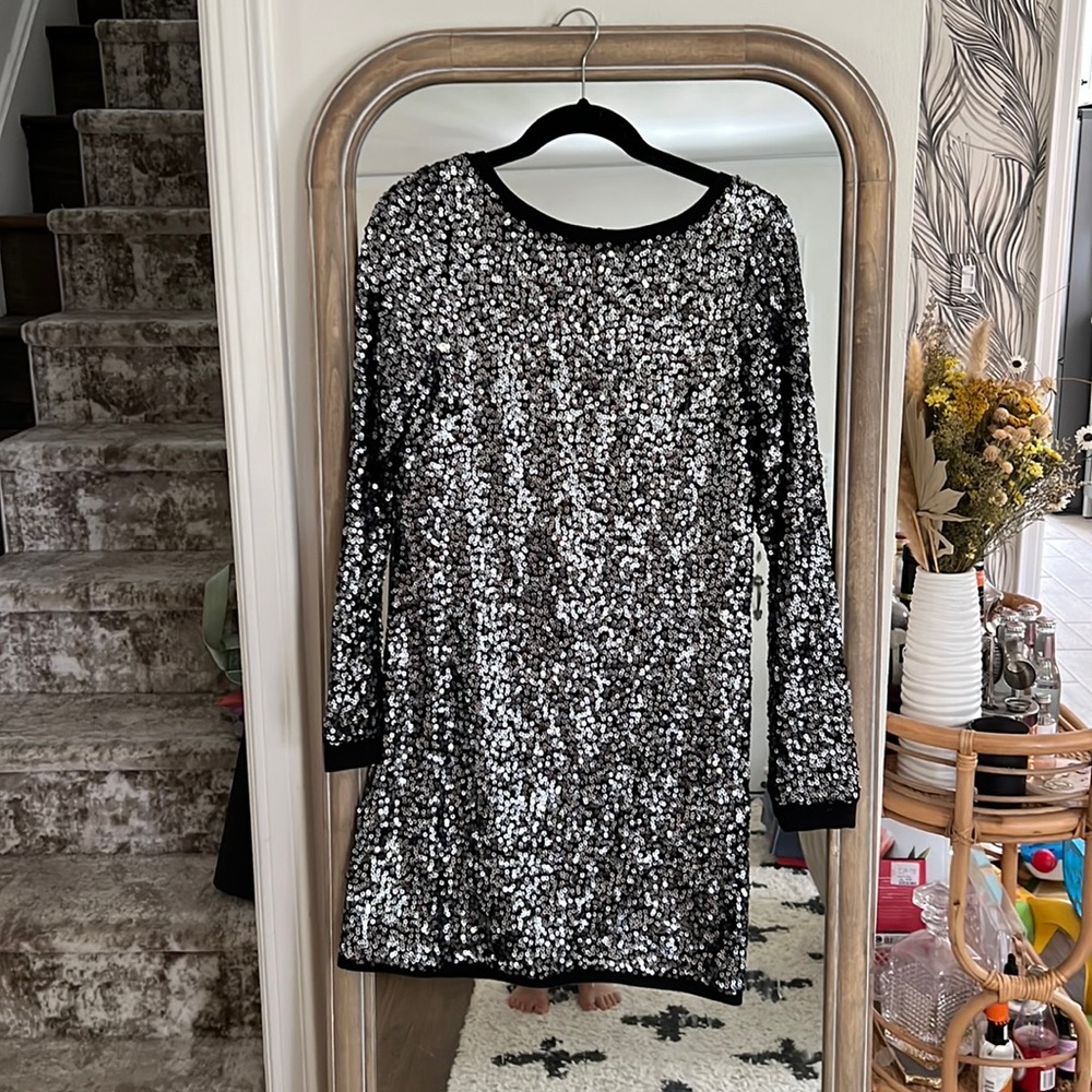 Free People Black & Silver Sequin Cocktail Dress